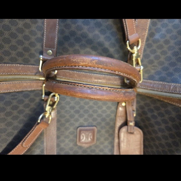 Celine Triomphe Macadam Boston Bag Brown Leather Large Capacity W Sholder Strap - Picture 4 of 14